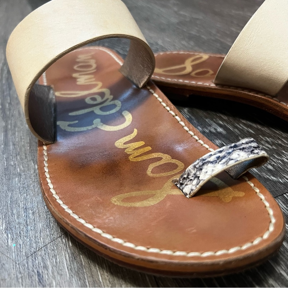 Sam Edelman Maxy Slide Sandals Leather‎ Toe Ring Flat Slip On Size 9 - Picture 3 of 6